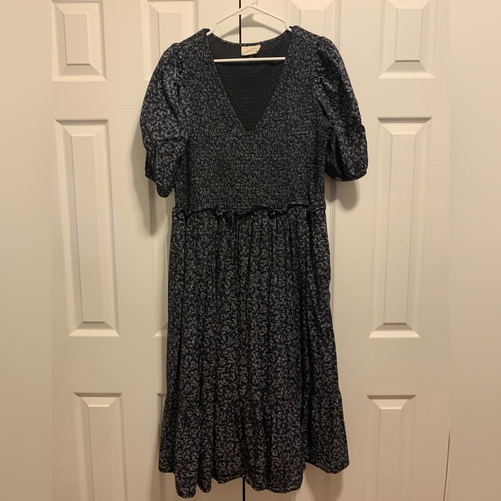 Universal Thread, Smocked Maxi Boho Dress, XXL, Navy Floral